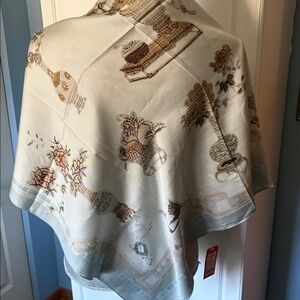 WENSLI 100% Silk Scarf Pastel Architectural Motif Size 88x88 cm NEW with Tags